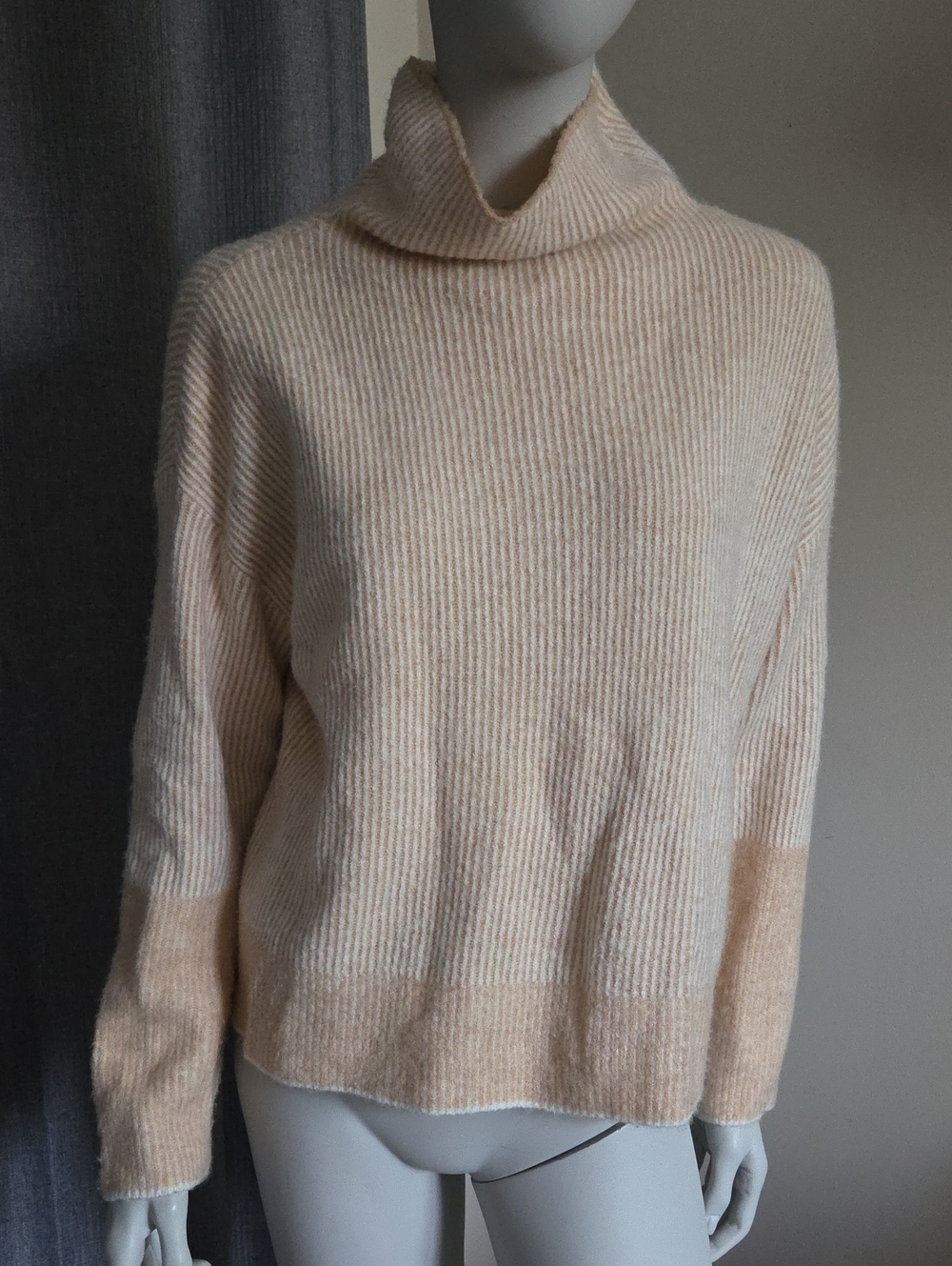 Calvin Klein Jeans Super Soft Cream & Orange-Tan Ombré Ribbed Turtleneck Sweater